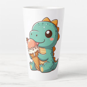 Taza De Café Latte Dino de comer helado lindo