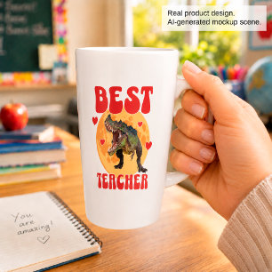 Taza De Café Latte Dinosaurio Divertido Dino Mejor Maestro