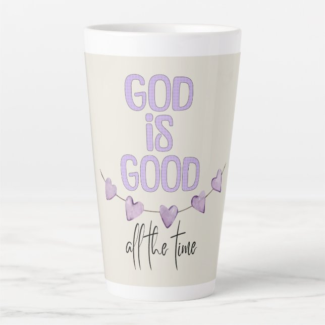 Taza De Café Latte Dios es bueno todo el tiempo (Anverso)