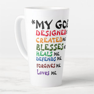 Taza De Café Latte ** Dios me creó** Latte Mug