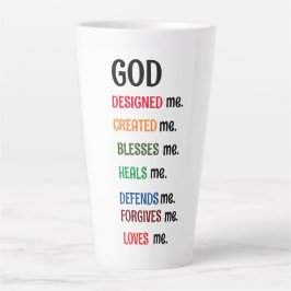 Taza De Café Latte "DIOS ME DISEÑÓ" Latte Mug
