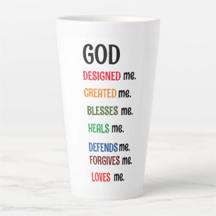 Taza De Café Latte "DIOS ME DISEÑÓ" Latte Mug