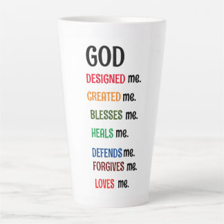 Taza De Café Latte "DIOS ME DISEÑÓ" Latte Mug