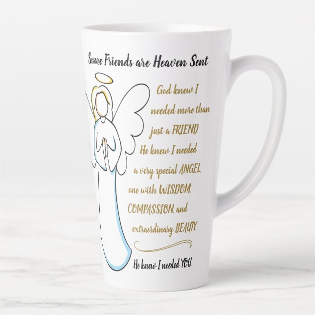 Taza De Café Latte Dios sabía que te necesitaba amistad, latte mug (Derecha)