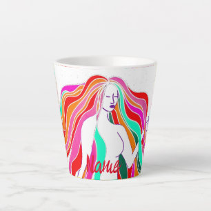 Taza De Café Latte Diosa multicolor de pelo largo Thunder_Cove