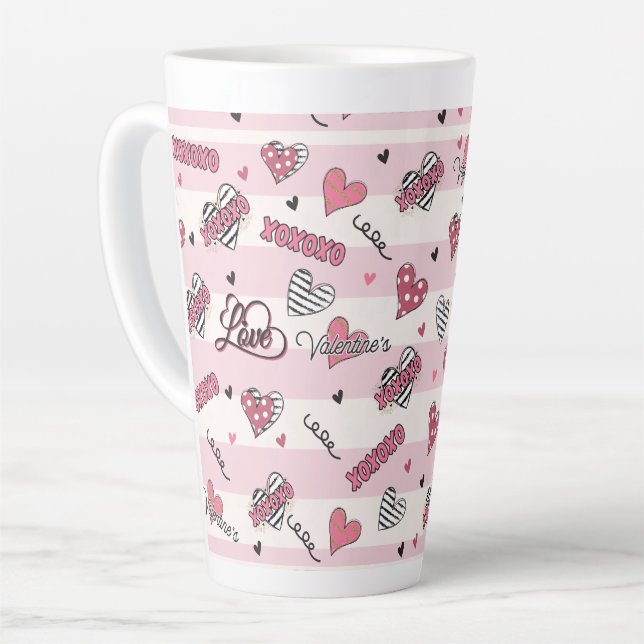 Taza De Café Latte Diseñado por El día de San Valentín XOXO (Ángulo izquierdo)