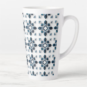 Taza De Café Latte Diseño abstracto geométrico en azul y blanco