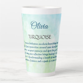 Taza De Café Latte Diseño Birthstone Turquesa Diciembre