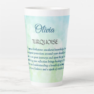 Taza De Café Latte Diseño Birthstone Turquesa Diciembre