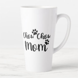 Taza De Café Latte Diseño blanco y negro de Chow Chow Mom Pawprint