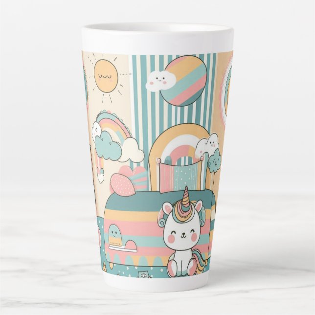 Taza De Café Latte diseño bonito sobre el tema del vidrio con niños (Anverso)