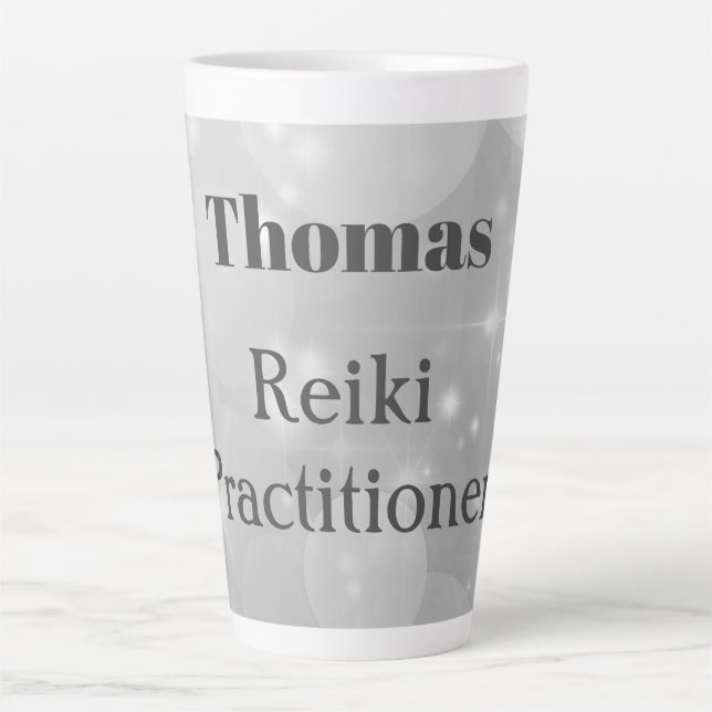Taza De Café Latte Diseño brillante de Reiki personalizado (Anverso)