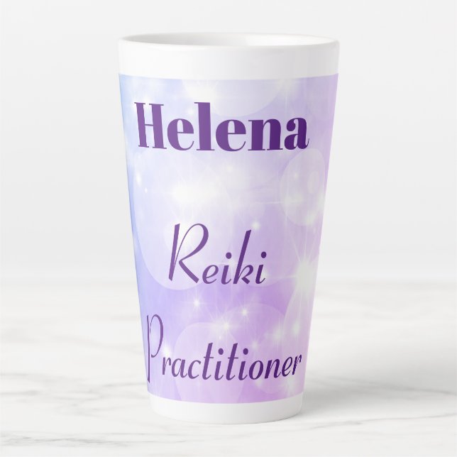 Taza De Café Latte Diseño brillante de Reiki personalizado (Anverso)