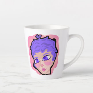 Taza de café latte| diseño chica con cabello corto