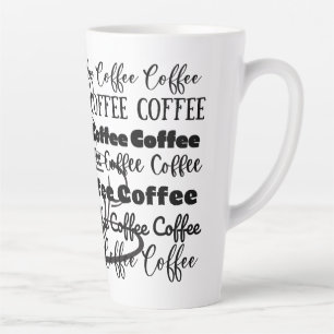 Taza De Café Latte Diseño de arte de palabras de café