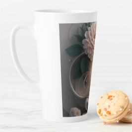 Taza De Café Latte Diseño de Arte Floral Dahlia Ballet Bloom