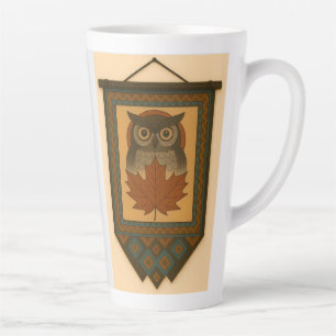 Taza De Café Latte Diseño de búho mágico con aspecto de abalorios