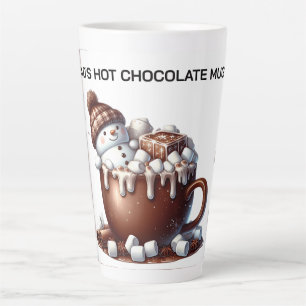 Taza De Café Latte Diseño de cacao con muñeco de nieve lindo 