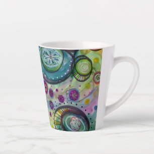 Taza De Café Latte Diseño de caracoles de color en un círculo