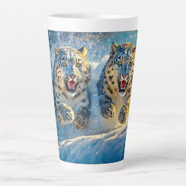 Taza De Café Latte Diseño de Carreras de Leopardos de Nieve por Rich 
