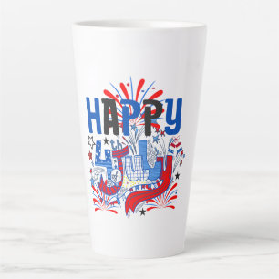Taza De Café Latte Diseño de Celebración Patriótica del 4 de Julio Fe