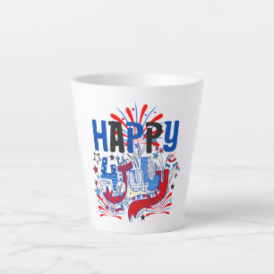 Taza De Café Latte Diseño de Celebración Patriótica del 4 de Julio Fe