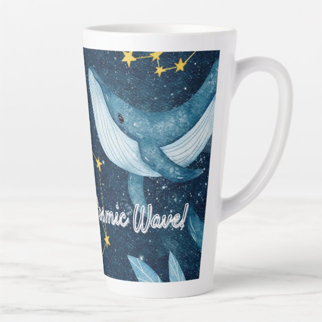 Taza De Café Latte Diseño de constelación azul de las olas cósmicas d (Derecha)