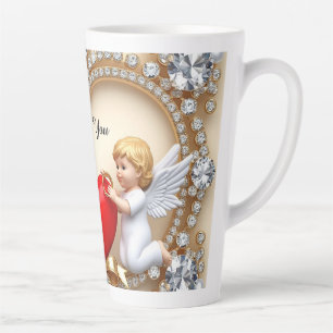 Taza De Café Latte Diseño de Corazón Romántico