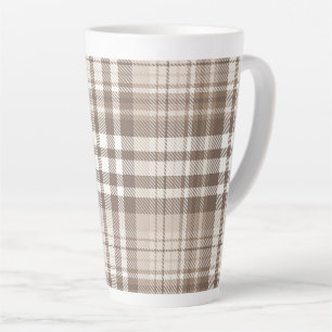 Taza De Café Latte Diseño de cuadros escoceses en tono tierra neutro