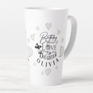 Taza De Café Latte Diseño de cumpleaños de hija simple moderno