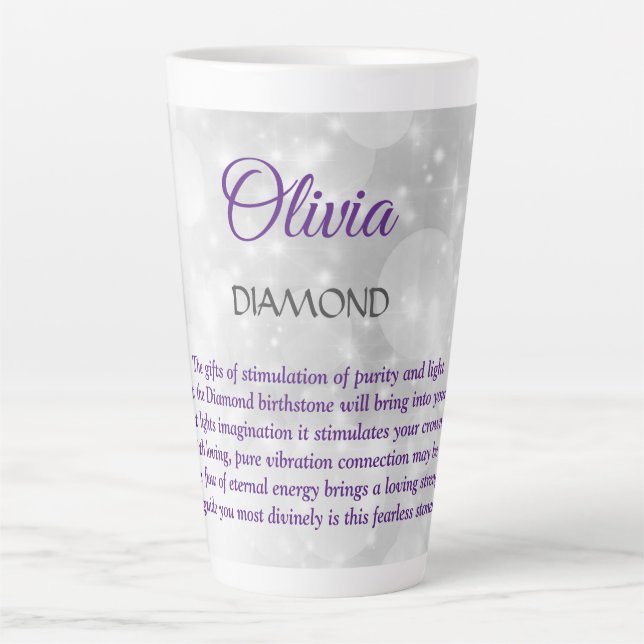 Taza De Café Latte diseño de diamante de piedra de nacimiento de abri (Anverso)