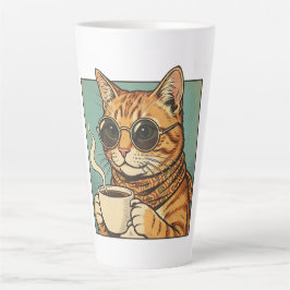 Taza De Café Latte Diseño de estilo retro de Cool Cat Coffee para ama
