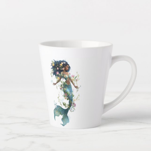 Taza De Café Latte Diseño de Fantasía de Latte Mug-Floral encantada (Derecha)