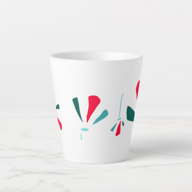 Taza De Café Latte Diseño de fila floral (Anverso)