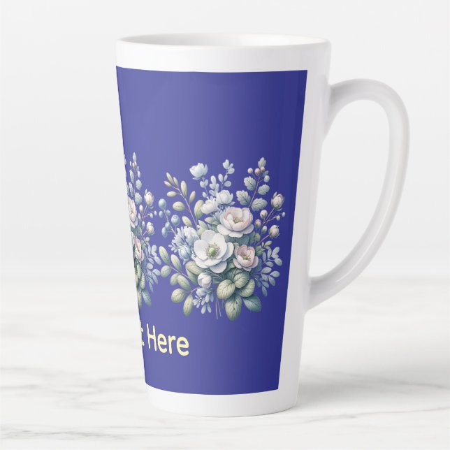 Taza De Café Latte Diseño de flores personalizado (Derecha)
