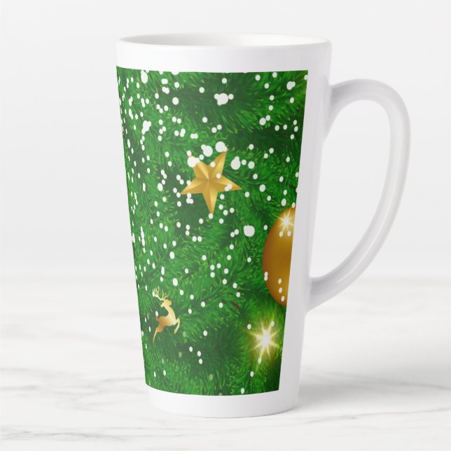 Taza De Café Latte Diseño de fondo de árboles de Navidad-67181 (Derecha)