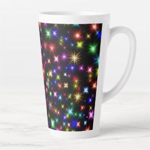Taza De Café Latte Diseño de Fuegos Artificiales de Estrellas Colorid