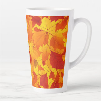 Taza De Café Latte Diseño de hojas brillantes y soleadas de otoño