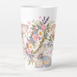 Taza De Café Latte Diseño de jardín de mariposas dulces para mágico