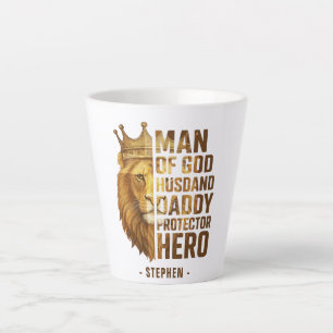 Taza De Café Latte Diseño de la Corona de León de Dios - Esposo, Papi