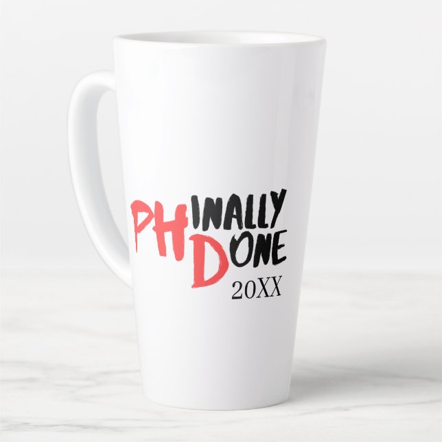 Taza De Café Latte Diseño de la oferta de graduación de PHD divertida (Ángulo izquierdo)