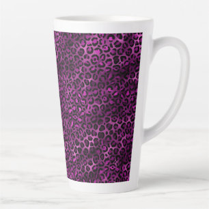 Taza De Café Latte Diseño de la serie Leopardo púrpura y dorado 3