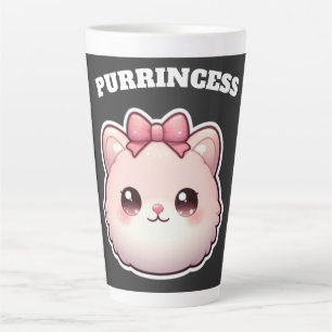 Taza De Café Latte Diseño de lazo rosa lindo de gatita Princesa Purr