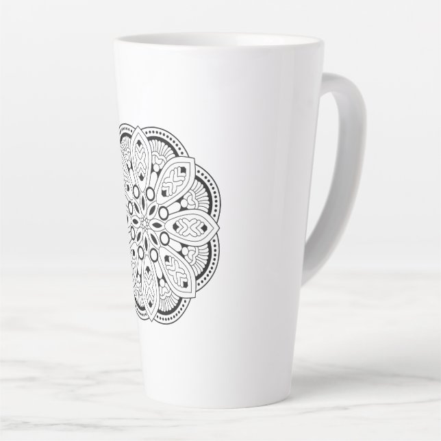 Taza De Café Latte Diseño de Lotus Mandala (Ángulo derecho)