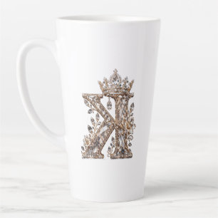Taza De Café Latte Diseño de lujo con cristal beige letra K