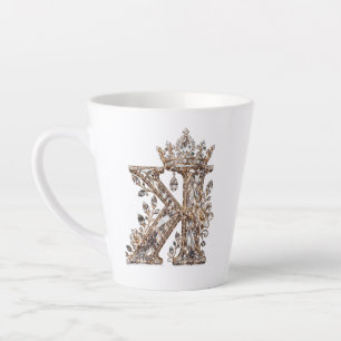 Taza De Café Latte Diseño de lujo con letra K en cristal beige