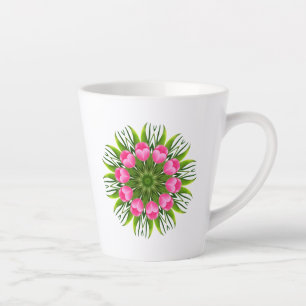 Taza De Café Latte Diseño de mandala de flor hermosa-79358