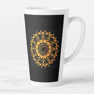 Taza De Café Latte Diseño de Mandala único dorado