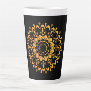 Taza De Café Latte Diseño de Mandala Único Dorado-95747