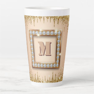 Taza De Café Latte Diseño de monograma de nombre personalizado ✨